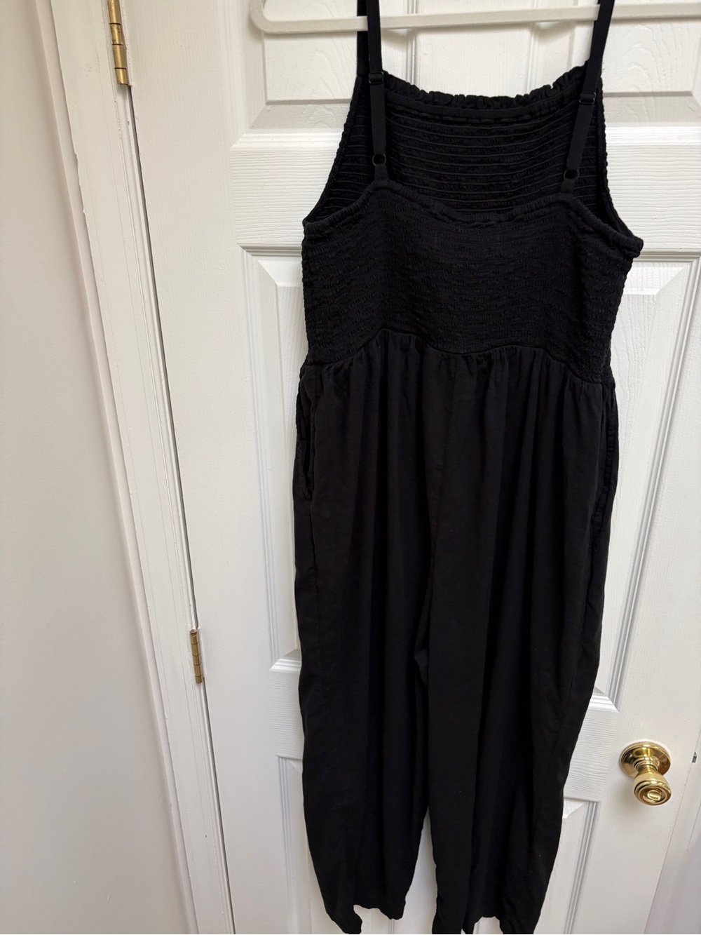 Old Navy Black Smocked Jumpsuit with Adjustable Straps - Picture 2 of 9